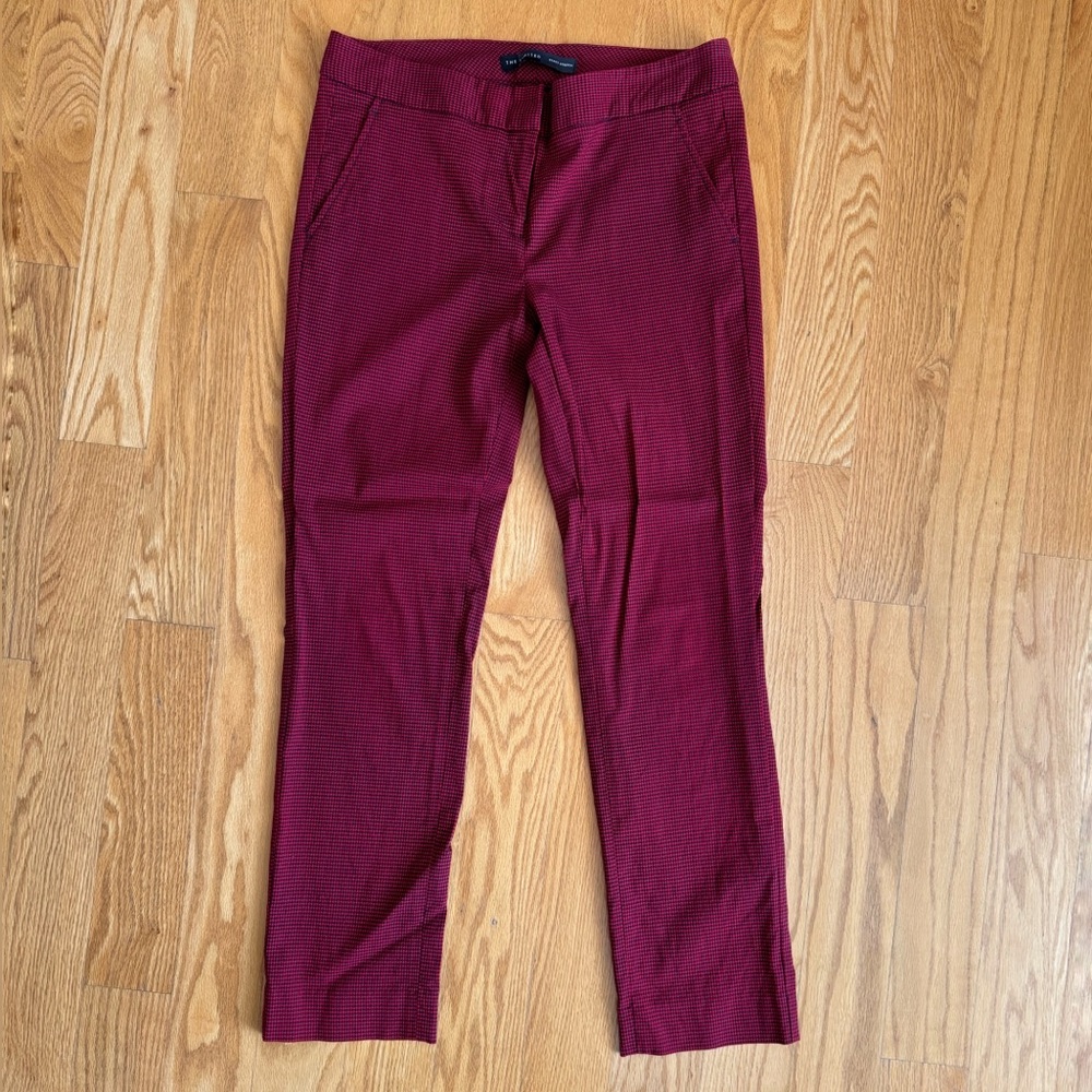 The Limited Red Ankle Pants Tiny Houndstooth Fabric